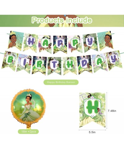 Princess Tiana Party Supplies Princess and the Frog Theme Birthday Party Decorations with Happy Birthday Banner Cake Topper C...