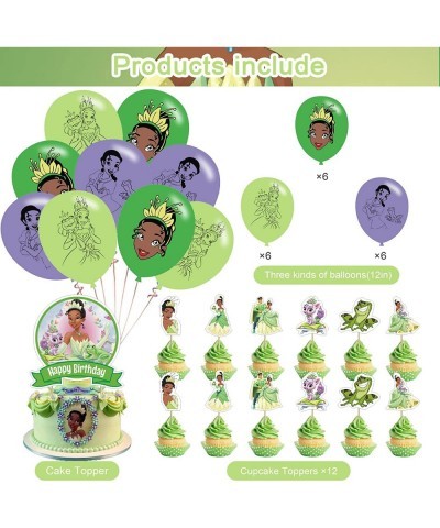 Princess Tiana Party Supplies Princess and the Frog Theme Birthday Party Decorations with Happy Birthday Banner Cake Topper C...