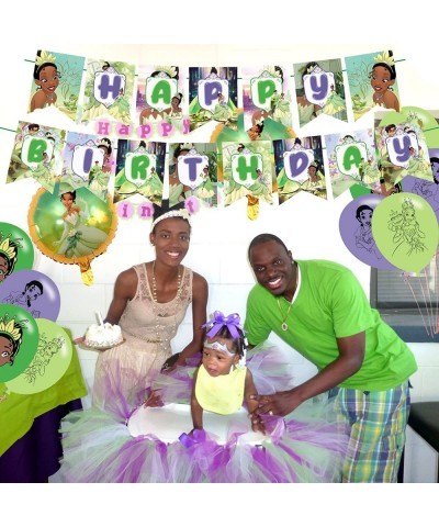 Princess Tiana Party Supplies Princess and the Frog Theme Birthday Party Decorations with Happy Birthday Banner Cake Topper C...