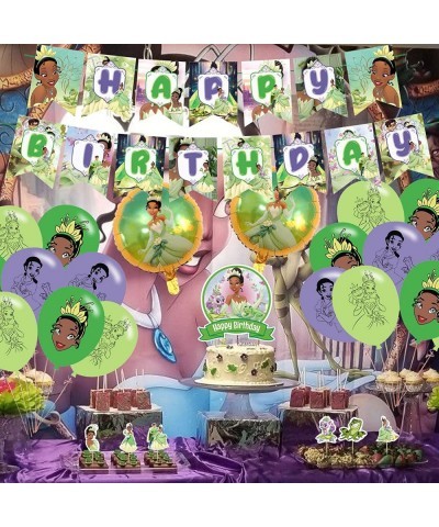 Princess Tiana Party Supplies Princess and the Frog Theme Birthday Party Decorations with Happy Birthday Banner Cake Topper C...