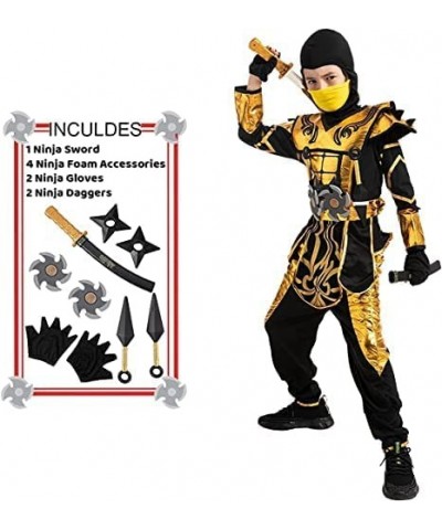 Halloween dress up for Child Boy Golden Ninja warrior costume (Small (5-7yr)) $81.91 Kids' Costumes