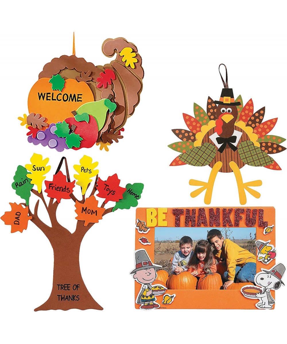 Craft Kits Thanksgiving & Autumn | Peanuts Be Thankful Picture Frame Magnet Kit Foam Cornucopia Door Sign Kit Turkey Making K...