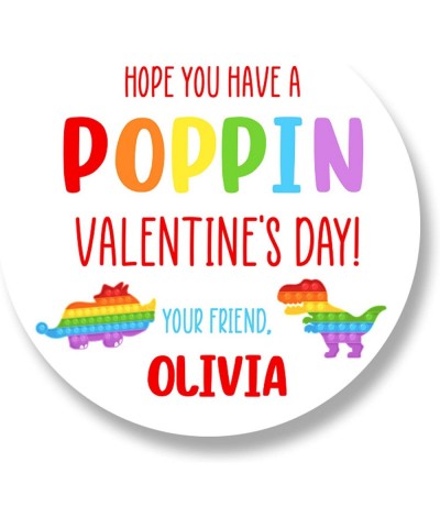 20 Personalized Pop Fidget Toy Valentine's Day Favor Stickers | Pop Dinosaur Valentine's Day Stickers for Kid's Parties (V33)...