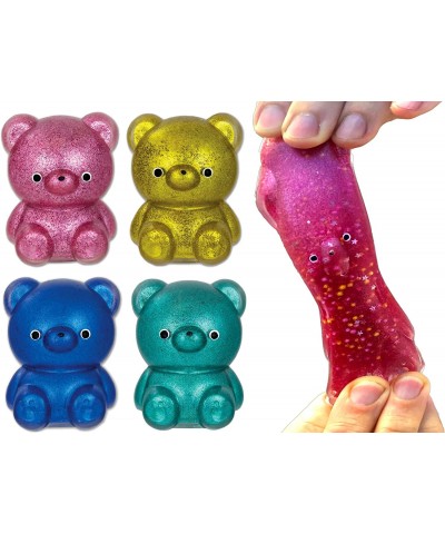 Stretchy Gummy Bear Toy (4 Bears Assorted) Glitter Sparkly Squeeze Squishy Bear Stress Relief & Sensory Toy. Squishy Toys Fid...