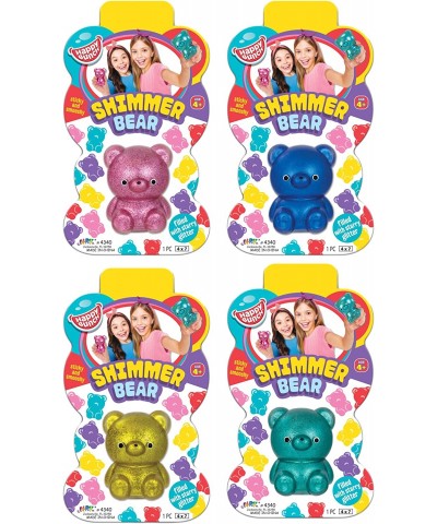 Stretchy Gummy Bear Toy (4 Bears Assorted) Glitter Sparkly Squeeze Squishy Bear Stress Relief & Sensory Toy. Squishy Toys Fid...