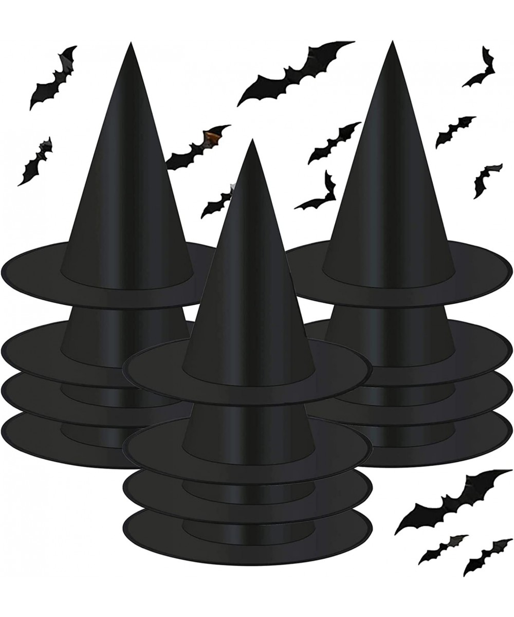 12 Pieces Halloween Witch Hats Decorations Costume Accessories Witch Caps Fancy 28 Pieces Bats 3D Wall Decorations Stickers f...