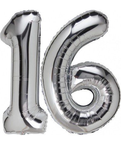 Number Balloon 16 Sliver Big Giant Jumbo Birthday Party Decorations Foil Mylar Helium Numbers Balloons for Men Women 16th Ann...