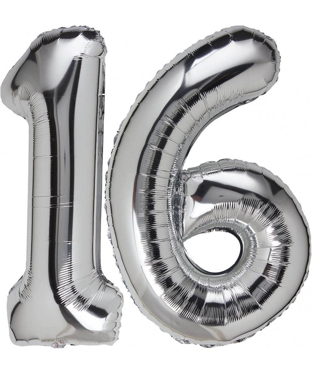 Number Balloon 16 Sliver Big Giant Jumbo Birthday Party Decorations Foil Mylar Helium Numbers Balloons for Men Women 16th Ann...