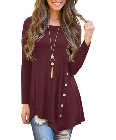 Women's Long Sleeve Casual Scoop Neck Tees Button Side Shirt Blouse Tunic Top $29.09 Kids' Outdoor Furniture