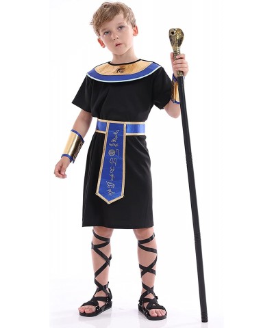 Pharaoh Costume Boys Historical King Of Egypt Outfit Kids Priest Cosplay Roleplay Fancy Dress For Child Black Blue $48.82 Kid...