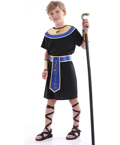 Pharaoh Costume Boys Historical King Of Egypt Outfit Kids Priest Cosplay Roleplay Fancy Dress For Child Black Blue $48.82 Kid...