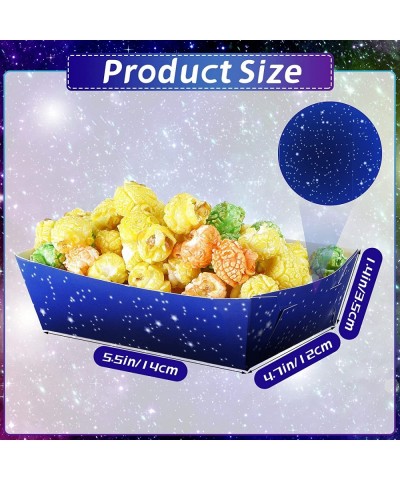 48 Pcs Space Theme Party Paper Food Trays Galaxy Starry Night Paper Food Boats Snack Candy Popcorn Nacho Hot Dog Trays Servin...