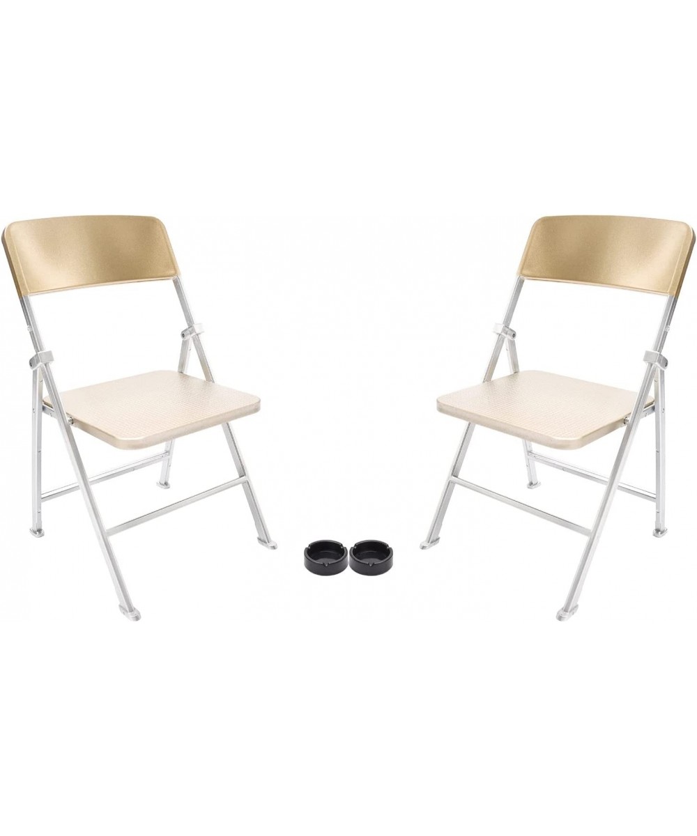 2PCS 1/6 Scale Foldable Chair Mini Chair Folding Chair for Action Figure Accessories Miniature Furniture Decoration (Gold) $2...