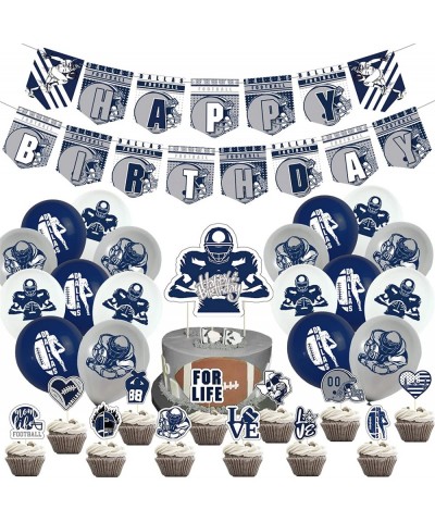 Football Theme Birthday Decorations Men Blue Birthday Party Decorations for Men Women Boys Grils Happy Birthday Balloons for ...