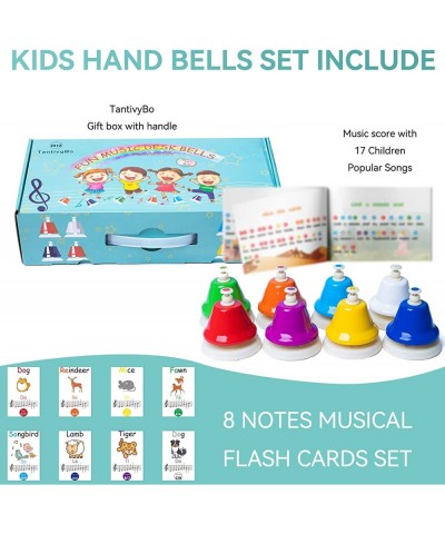 Desk Bells Rainbow Diatonic?Hand Bells for Kids with 17 Songbook & Musical Flash Cards Toddler?Preschool Muscia Learning Toys...