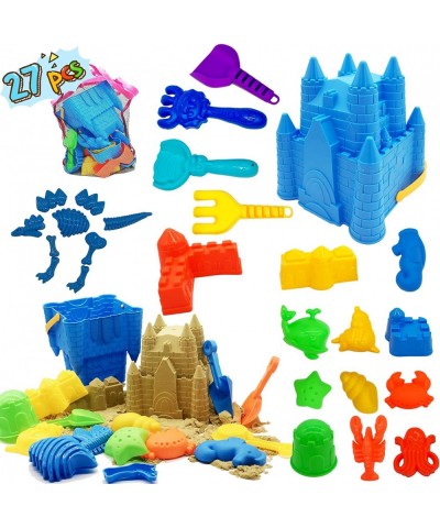 Kids Beach Sand Toys Set 27pcs Beach Toys Castle Molds Sand Molds Beach Bucket Beach Shovel Tool Kit Sandbox Toys for Toddler...