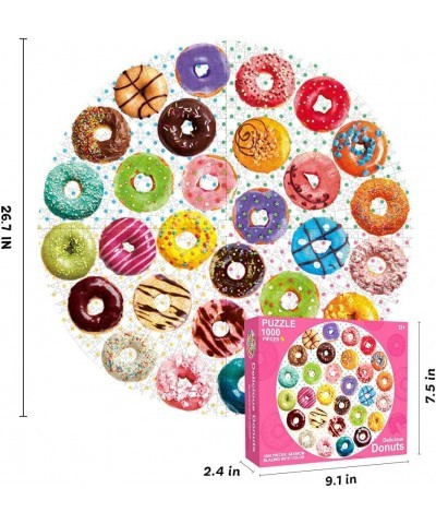 Donut Puzzles 1000 Piece Round Jigsaw Puzzles Paper Jigsaw Puzzles Large Puzzle Game for Kids Educational Intelligent Adult D...