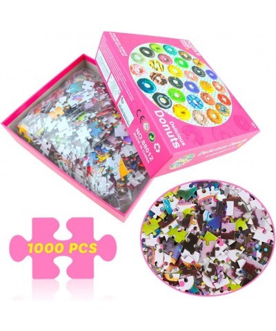 Donut Puzzles 1000 Piece Round Jigsaw Puzzles Paper Jigsaw Puzzles Large Puzzle Game for Kids Educational Intelligent Adult D...