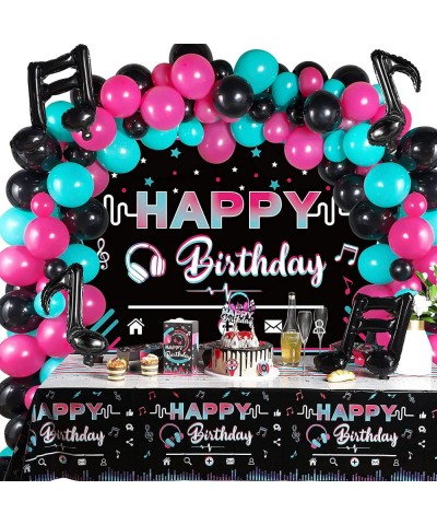 Music Happy Birthday Party Decorations Musical Social Media Birthday Party Supplies Includes Backdrop Tablecloth Music Note B...