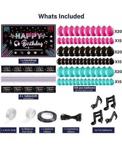 Music Happy Birthday Party Decorations Musical Social Media Birthday Party Supplies Includes Backdrop Tablecloth Music Note B...