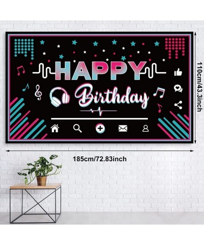 Music Happy Birthday Party Decorations Musical Social Media Birthday Party Supplies Includes Backdrop Tablecloth Music Note B...