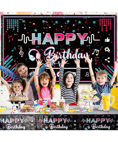 Music Happy Birthday Party Decorations Musical Social Media Birthday Party Supplies Includes Backdrop Tablecloth Music Note B...