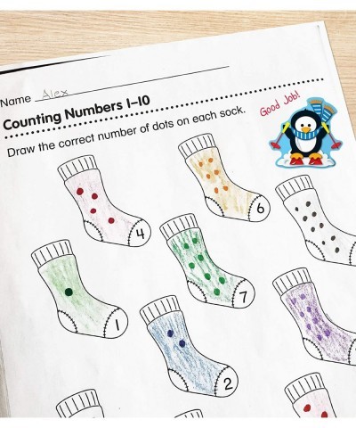 Carson Dellosa Penguin Stickers—6 Sheets of Colorful Holiday Stickers for Homework Tests Assignments Winter Stickers for Clas...