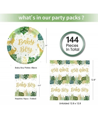 Baby Shower Tableware Party Supplies - Baby Shower Decorations for Boy Include Plates Napkins Safari Jungle Theme Baby Shower...