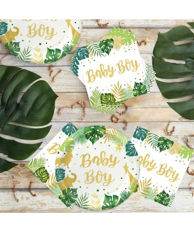 Baby Shower Tableware Party Supplies - Baby Shower Decorations for Boy Include Plates Napkins Safari Jungle Theme Baby Shower...