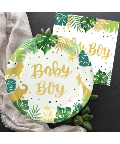 Baby Shower Tableware Party Supplies - Baby Shower Decorations for Boy Include Plates Napkins Safari Jungle Theme Baby Shower...