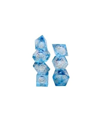 DND Eyeball Dice-Set Sharp Edges - Dungeons and Dragons Polyhedral Blue Bloodshot Translucent Dice Set RPG MTG Table Games D4...