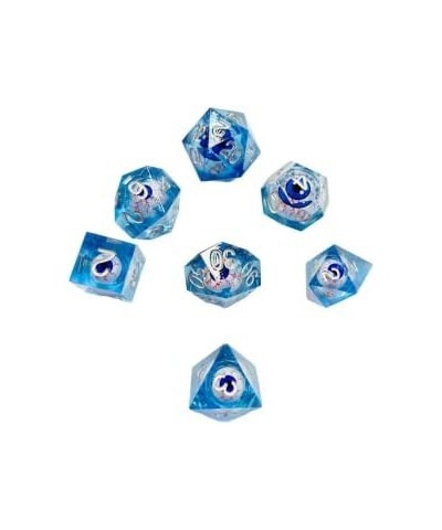 DND Eyeball Dice-Set Sharp Edges - Dungeons and Dragons Polyhedral Blue Bloodshot Translucent Dice Set RPG MTG Table Games D4...