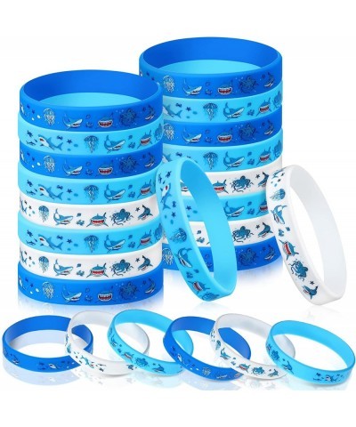 24 Pcs Shark Bracelet for Kids Shark Party Favors Shark Silicone Rubber Wristbands Shark Ocean Under The Sea Themed Party Gif...