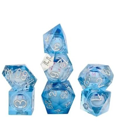 DND Eyeball Dice-Set Sharp Edges - Dungeons and Dragons Polyhedral Blue Bloodshot Translucent Dice Set RPG MTG Table Games D4...