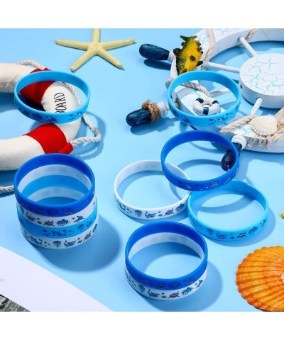 24 Pcs Shark Bracelet for Kids Shark Party Favors Shark Silicone Rubber Wristbands Shark Ocean Under The Sea Themed Party Gif...