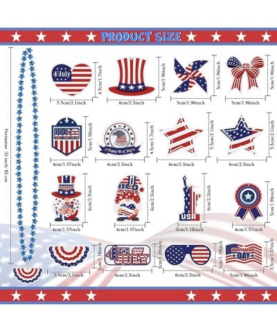 16 Pieces Patriotic Beads Necklaces with 16 Pieces 4th July Wristbands American Flag Theme Metallic Beads Bracelets for Indep...