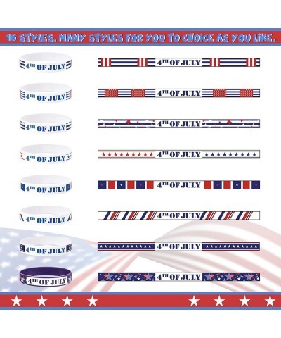 16 Pieces Patriotic Beads Necklaces with 16 Pieces 4th July Wristbands American Flag Theme Metallic Beads Bracelets for Indep...