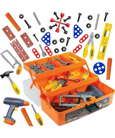 46-Pieces Deluxe Kids Handyman Pretend Play Toy Tool Box with Realistic Power Tools Set - Construction Workshop Toolbox STEM ...