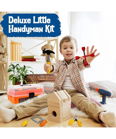 46-Pieces Deluxe Kids Handyman Pretend Play Toy Tool Box with Realistic Power Tools Set - Construction Workshop Toolbox STEM ...