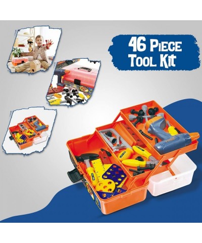 46-Pieces Deluxe Kids Handyman Pretend Play Toy Tool Box with Realistic Power Tools Set - Construction Workshop Toolbox STEM ...