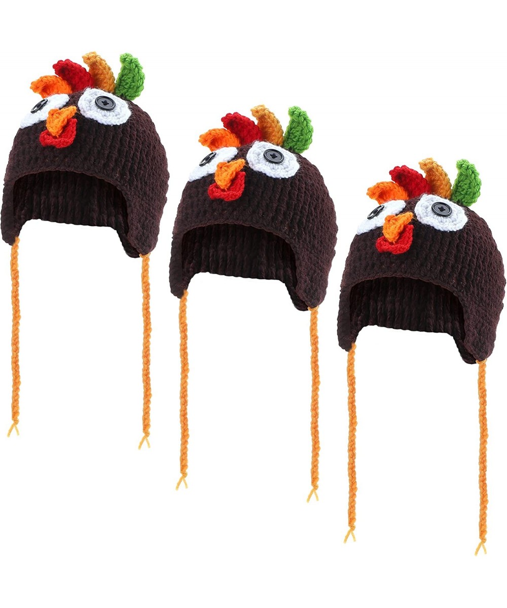 3 Pieces Thanksgiving Turkey Hat Knitted Turkey Beanie Cap Baby Chicken Costume Turkey Costume Hat Photo Prop Black $32.97 Ki...