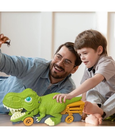 Dinosaur Truck Dinosaur Car Truck Devourer Dinosaur Transport Car Carrier Truck with 6 Alloy Car Toys Dinosaur Toys for Kids ...