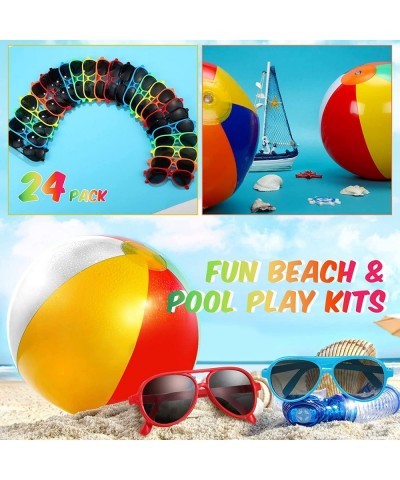 24 Pieces Sunglasses Party Favors and 24 Pieces Inflatable Beach Balls 12 Inches for Kids Summer Beach Pool and Party Favor W...