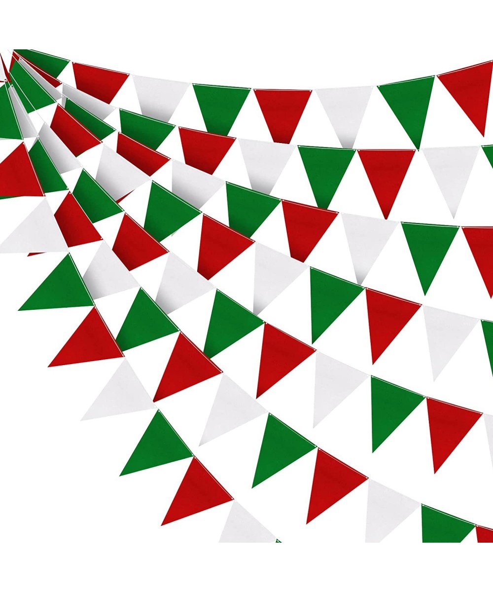 Red Green White Pennant Banner Christmas Party Triangle Flag Garland Hanging Bunting Flag Banner for Wedding Graduation Birth...