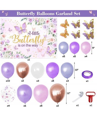 Butterfly Baby Shower decorations for girl Purple A Little Butterfly Is On The Way Baby Shower Backdrop Banner and Balloons G...