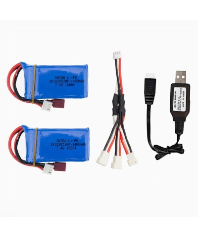 7.4V 1400mah 25C LiPo Battery Dean-T Plug for Wltoys A959-B A969-B A979-B K929-B RC Car Parts 2 Pack with USB Charger $56.43 ...