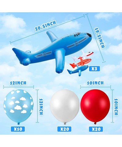 Airplane Birthday Party Supplies 56 Pieces Airplane Themed Party Decoration with Inflatable Airplane Balloons Thick Latex Bal...