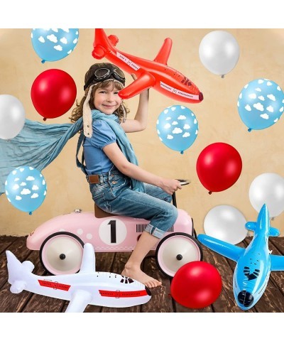 Airplane Birthday Party Supplies 56 Pieces Airplane Themed Party Decoration with Inflatable Airplane Balloons Thick Latex Bal...