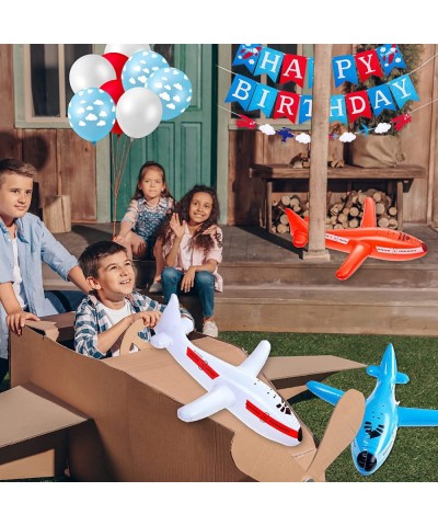 Airplane Birthday Party Supplies 56 Pieces Airplane Themed Party Decoration with Inflatable Airplane Balloons Thick Latex Bal...