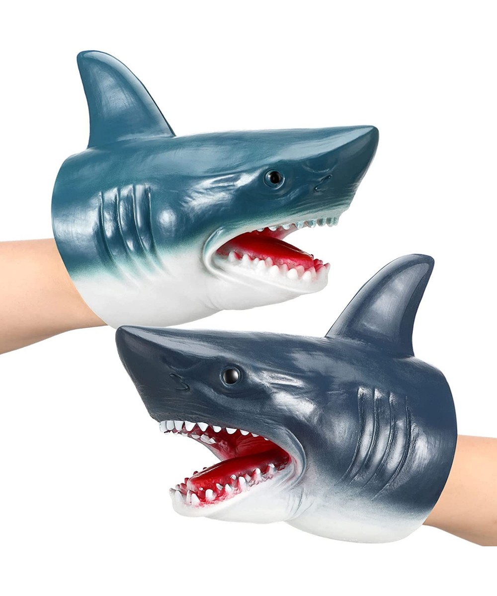 Hand Puppet Toys 2 Pack Realistic Animal Shark Hand Puppets Soft Rubber Hand Puppet Shark Head Puppet Role Play Toy for Swimm...